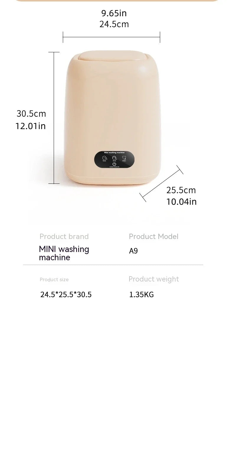 9L Portable Washing Machine Large Capacity Clothes Spin Dryer Bucket Travel Underwear Socks Ultrasonic Mini Washer