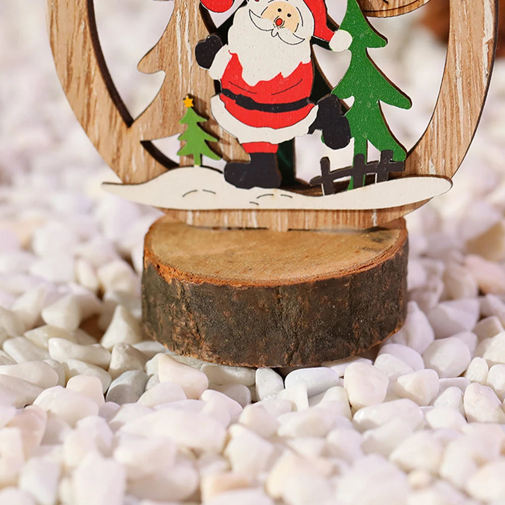 Christmas Decoration DIY Wooden Crafts Creative Ornaments Santa Claus Snowman Reindeer Christmas Desktop Decoration Gifts