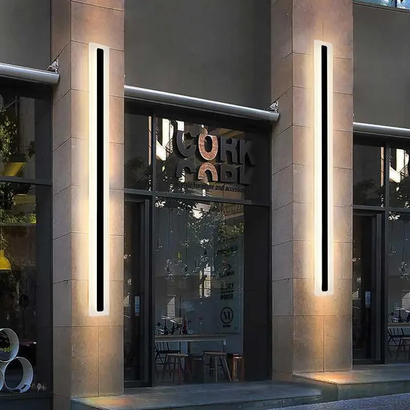 Modern Waterproof outdoor Long Strip LED wall lamp IP65 Wall Light Garden porch touch switch Light 110V 220V Sconce Luminaire