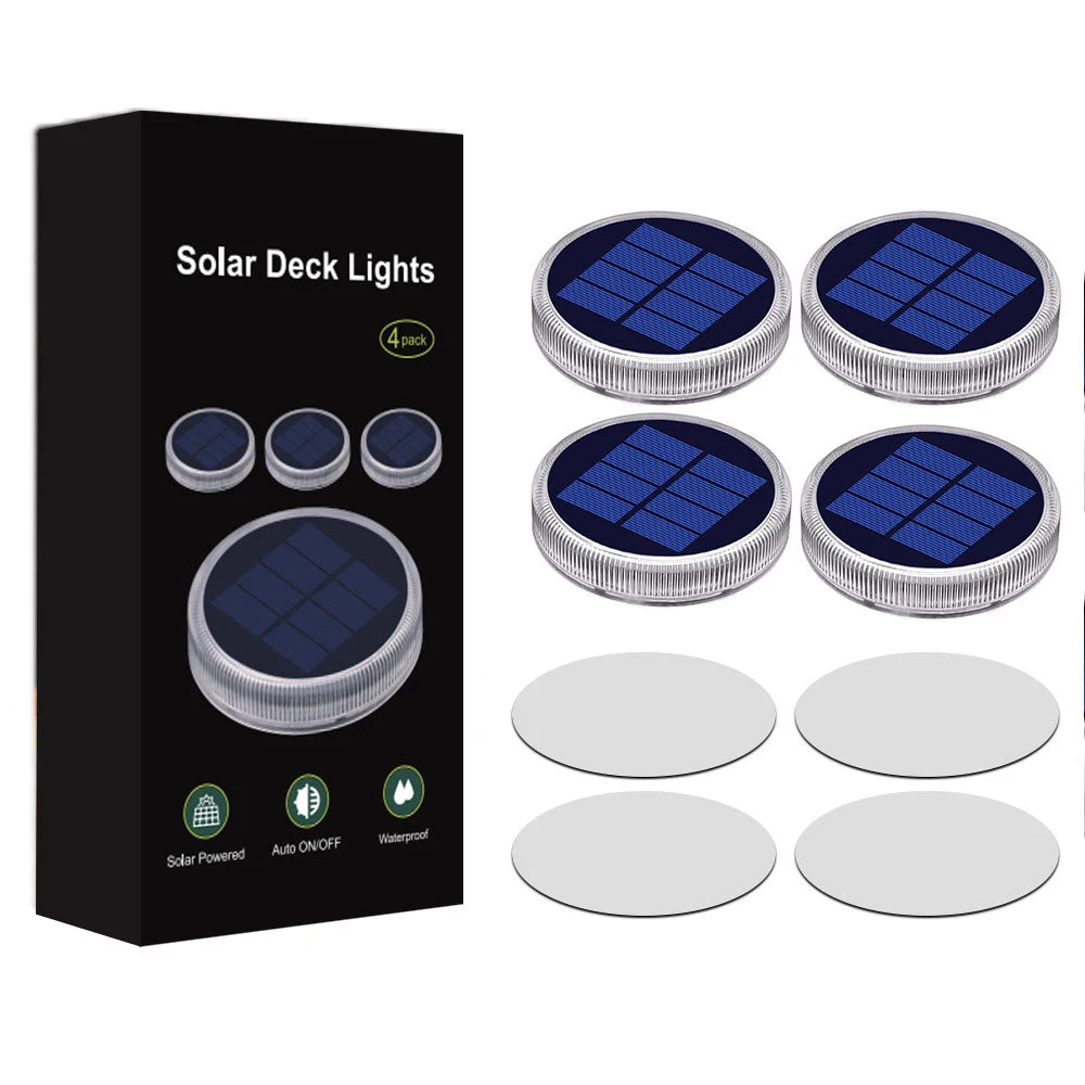 4 Pack Solar Ground Step Lights Waterproof IP68 Auto On/OFF Led Solar Light for Railing Stairs Yard Patio Pathway Driveway Lamp