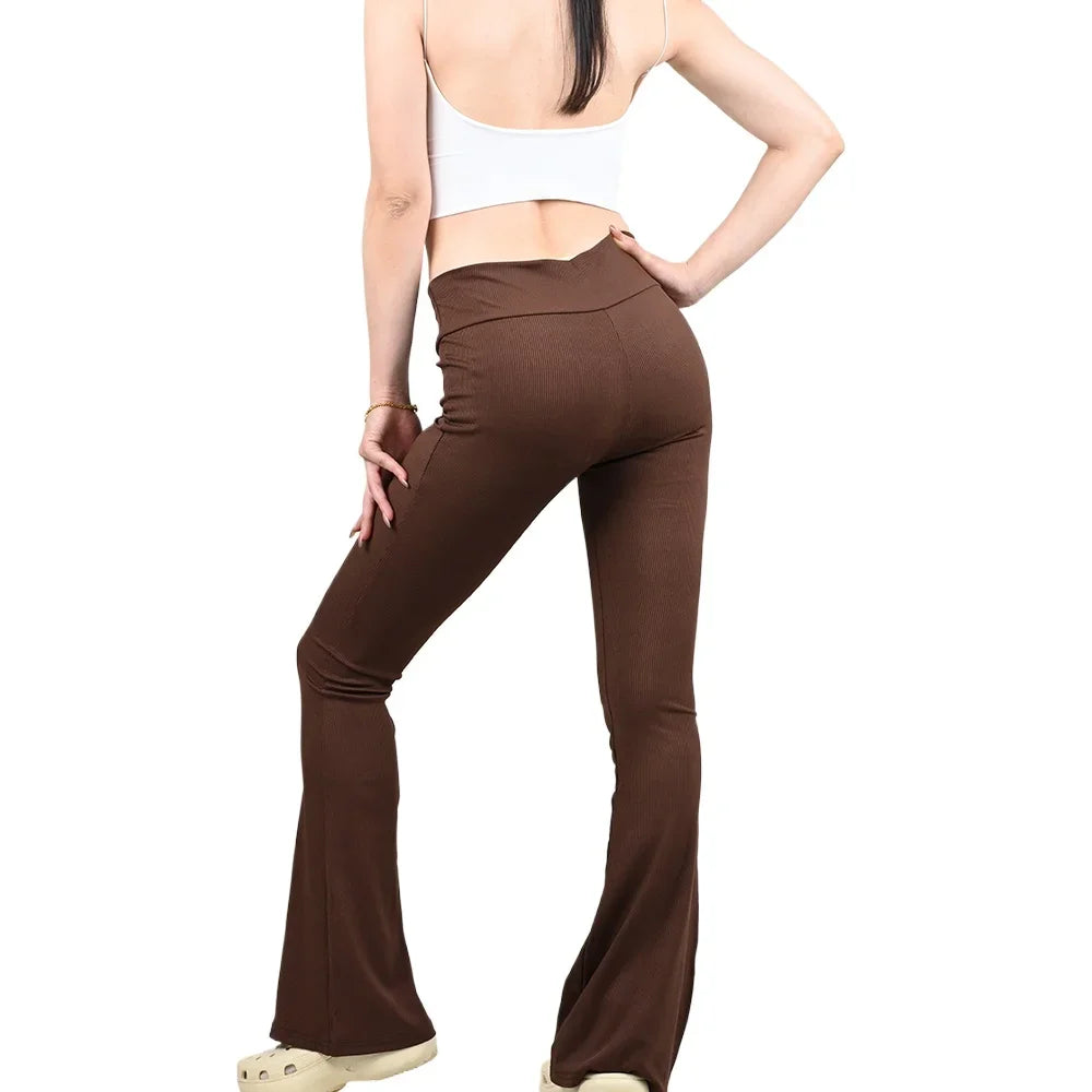 New Women Flared Pants Office Lady Casual Slim Fit Bell Bottoms Trousers Female Skinny Wide Leg Pant Fashion Leggings Plus Size