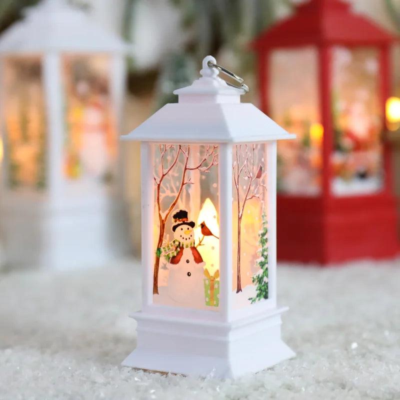 Christmas Santa Lantern Snowman Elk Night Light Holiday Party Wind Lamp Desktop Ornament Merry Xmas Home Decoration Supplies