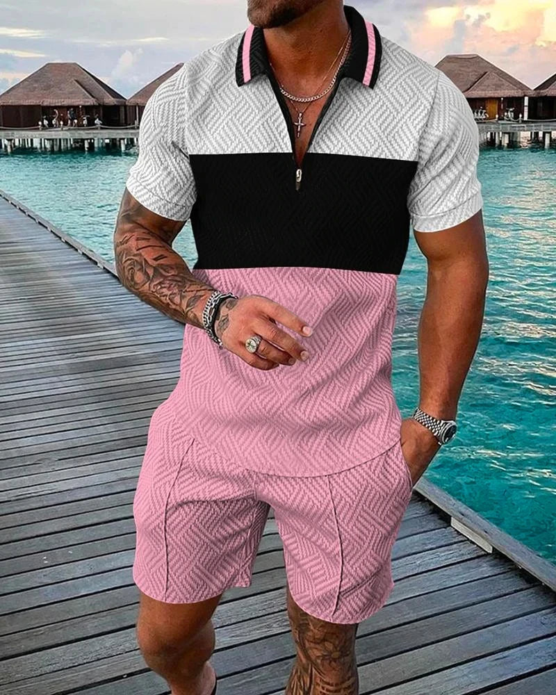 Short Sleeve Zip Polo & Jogging Shorts Set