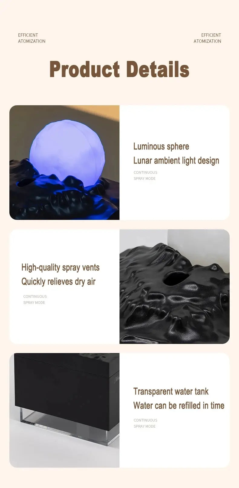 Scent Diffuser Cool Mist Humidifiers LED Essential Oil Moon Lamp Air Humidifier Aroma Diffuser Night Light for Home Office