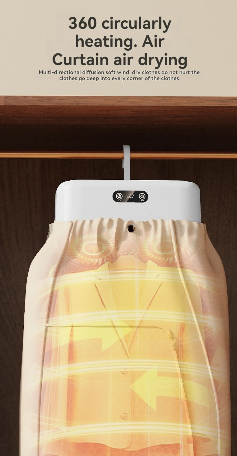 New Mini Portable Dryer Foldable Electric Dryer Intelligent Timed Fast Drying Household Cabinet with Drying Bag Compact Travel