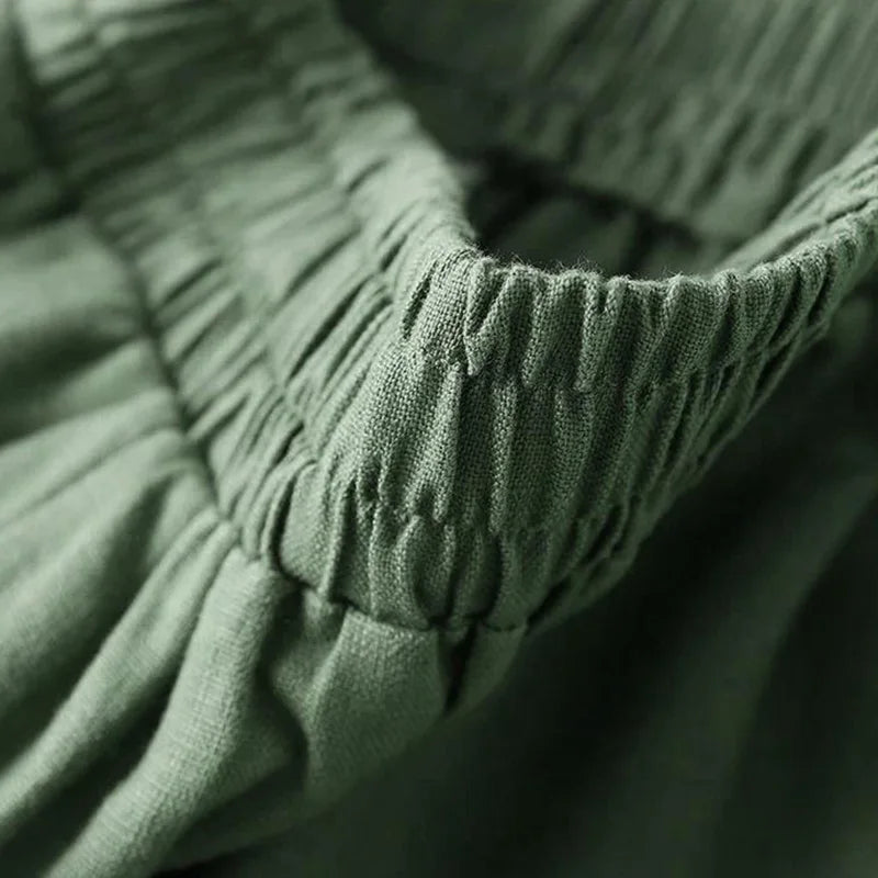 Fashion Full Length Casual Pants for Women Cotton Linen Wide Leg Pants Solid Summer Pants Female Loose High Waist Straight Trous