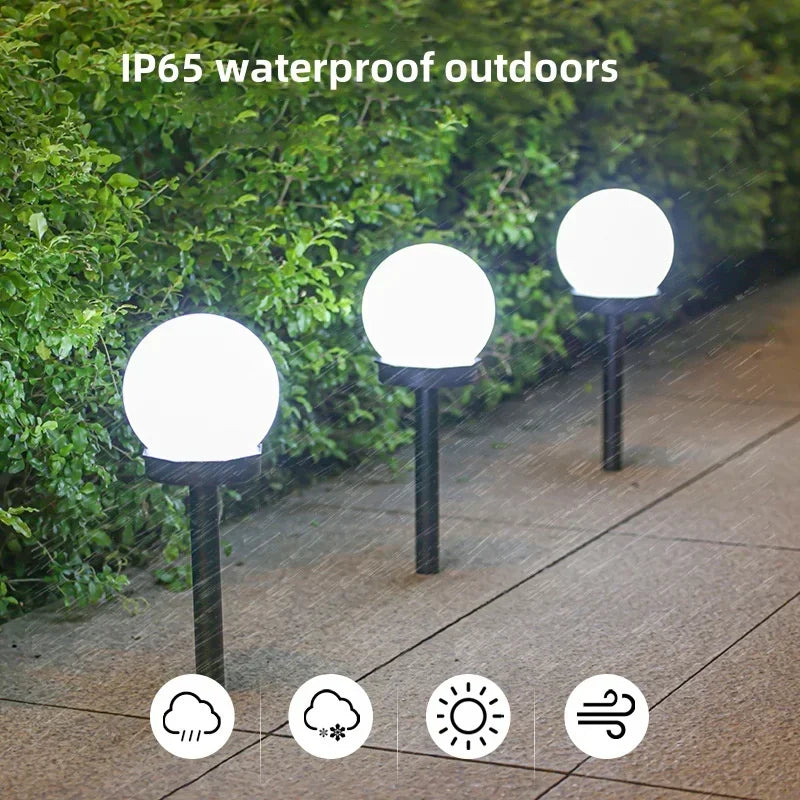 Solar Round Ball Light LED Solar Power Light Outdoor Waterproof Garden Decoration Yard Lawn Street Ball Ground Lamp