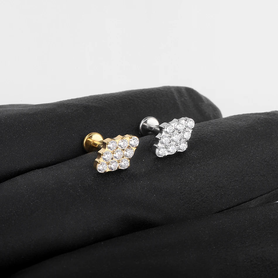 1PC Titanium Zircon Stud Earring Women Exquisite Ear Stud Cartilage Tragus Daith Helix Labret Piercing Body Jewelry