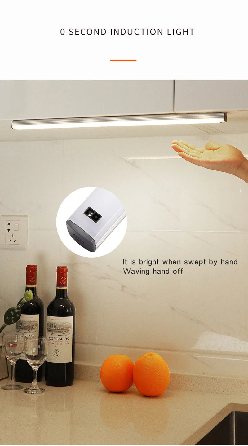 LED Cabinet Light 15/21/30CM Kitchen Wireless Dimming USB Rechargeable Motion/Hand-sweep Sensor Bedroom Wardrobe Night Lamp