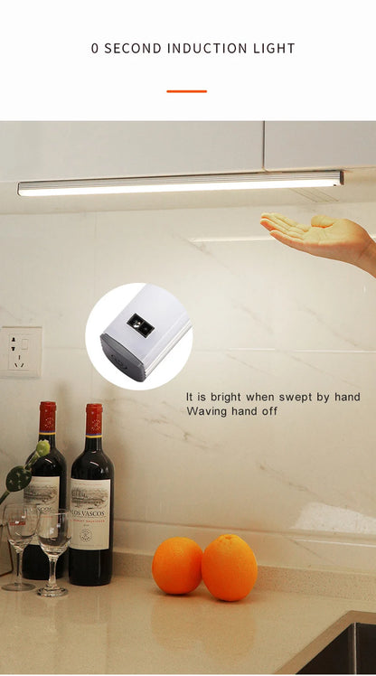 LED Cabinet Light 15/21/30CM Kitchen Wireless Dimming USB Rechargeable Motion/Hand-sweep Sensor Bedroom Wardrobe Night Lamp