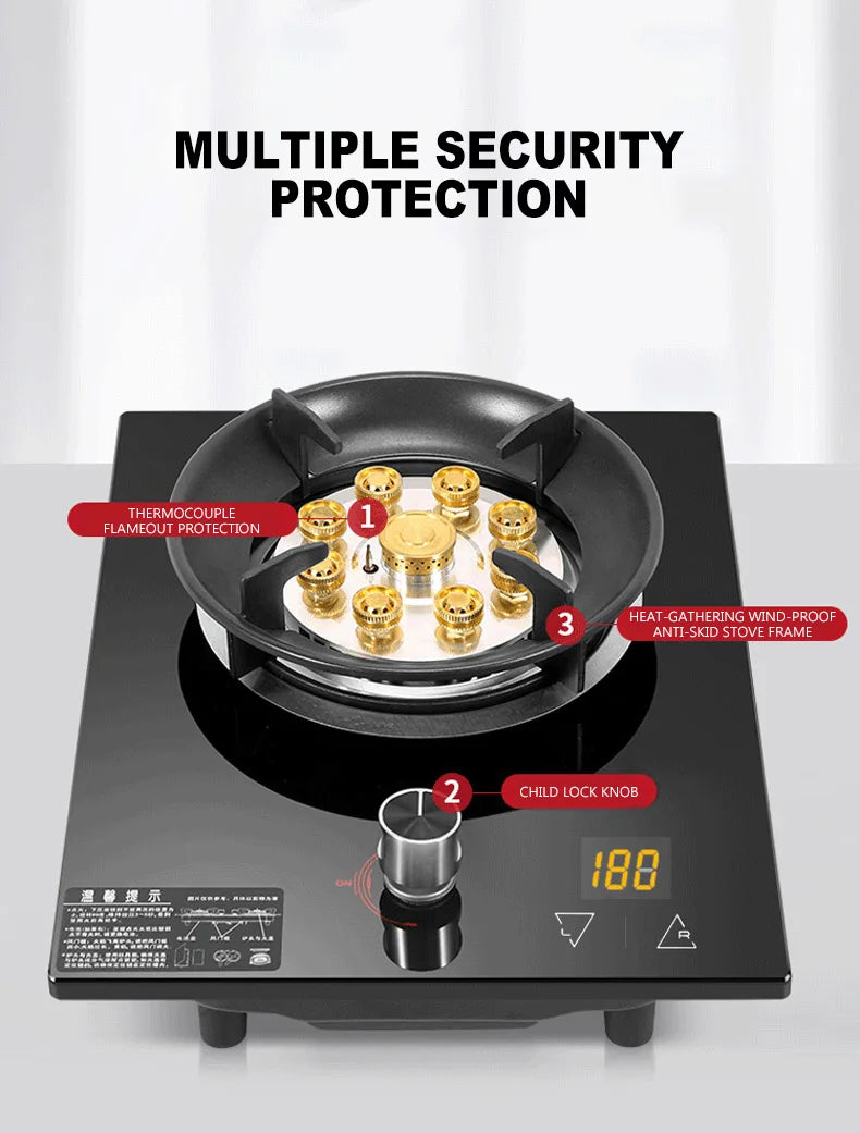 Household Gas Stove Hob Gas Burner Built-in Gas Cooker Desktop Gas Cooktop Timed Liquefied Gas Stove Cooktop estufa de gas