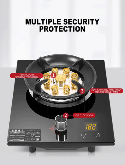 Household Gas Stove Hob Gas Burner Built-in Gas Cooker Desktop Gas Cooktop Timed Liquefied Gas Stove Cooktop estufa de gas