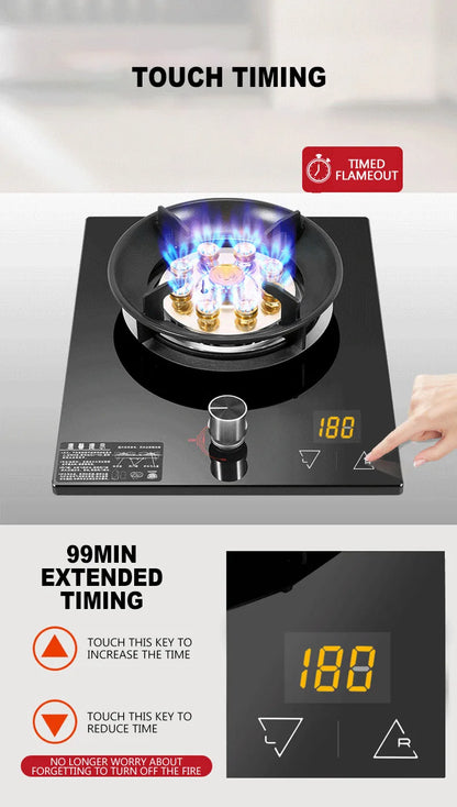 Household Gas Stove Hob Gas Burner Built-in Gas Cooker Desktop Gas Cooktop Timed Liquefied Gas Stove Cooktop estufa de gas