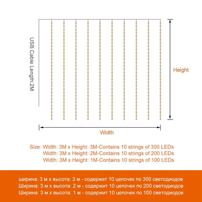 Christmas Lights Curtain Garland Merry Christmas Decor for Home 2025 Xmas Ornament Navidad Gifts Fairy Lights Festoon New Year