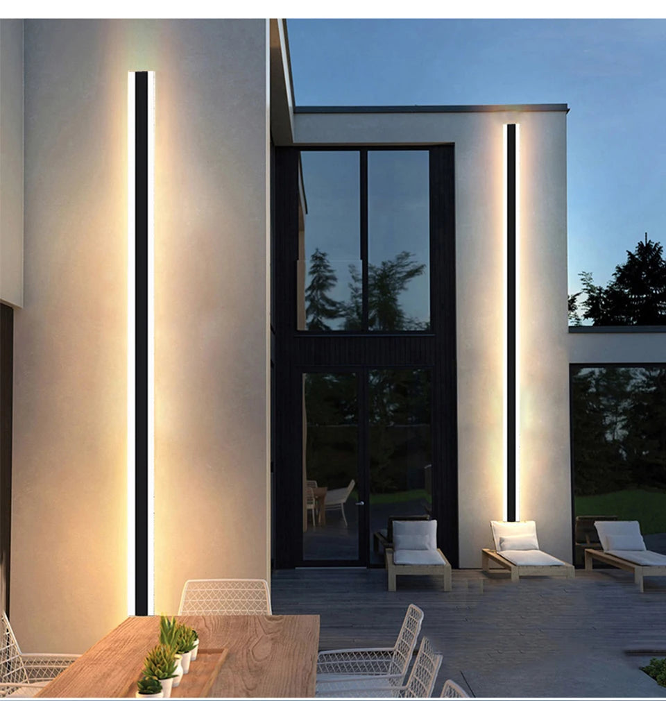 Modern Waterproof outdoor Long Strip LED wall lamp IP65  Wall Light Garden porch touch switch Light 110V 220V Sconce Luminaire