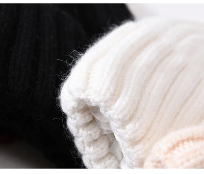 Winter Silk Satin Lined Beanie Hats Women Men Unisex Thick Chunky Cap Striped Warm Soft High Quality Cashmere Knitted Beanie Hat