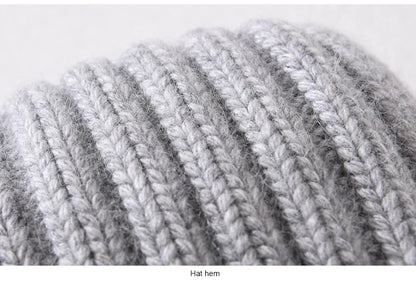 Winter Silk Satin Lined Beanie Hats Women Men Unisex Thick Chunky Cap Striped Warm Soft High Quality Cashmere Knitted Beanie Hat