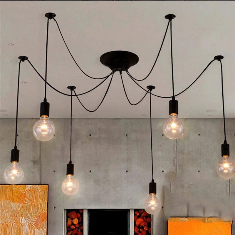 DIY Spider Chandelier Industrial Pendant Lights E27 Modern Ceiling Hanging Lamp Dinning Living Room Courtyard Lighting Fixture