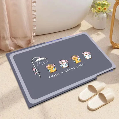 High Quality Anti-Mold Diatom Mud Rubber Bath Mat Custom Shape Water Absorbent Shower Rug for Bathroom