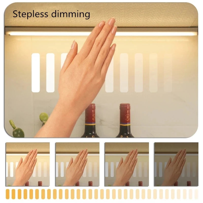 LED Cabinet Light 15/21/30CM Kitchen Wireless Dimming USB Rechargeable Motion/Hand-sweep Sensor Bedroom Wardrobe Night Lamp