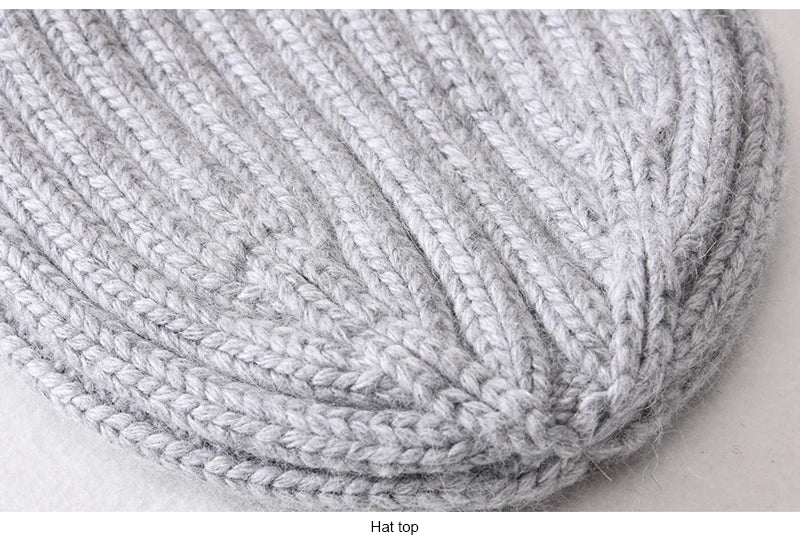 Winter Silk Satin Lined Beanie Hats Women Men Unisex Thick Chunky Cap Striped Warm Soft High Quality Cashmere Knitted Beanie Hat
