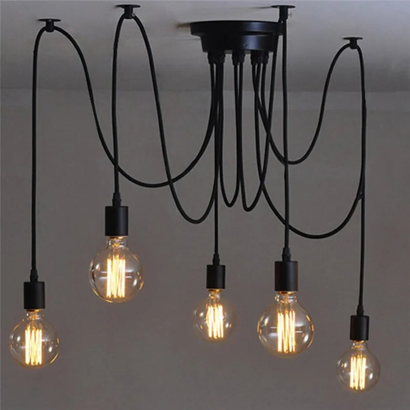 DIY Spider Chandelier Industrial Pendant Lights E27 Modern Ceiling Hanging Lamp Dinning Living Room Courtyard Lighting Fixture