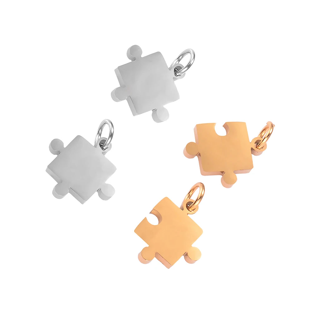 5Set(10pcs) Puzzle Stainless Steel Charm for Jewelry Making Wholesale charms pendant for necklaces bracelet DIY Jewelry Crafts