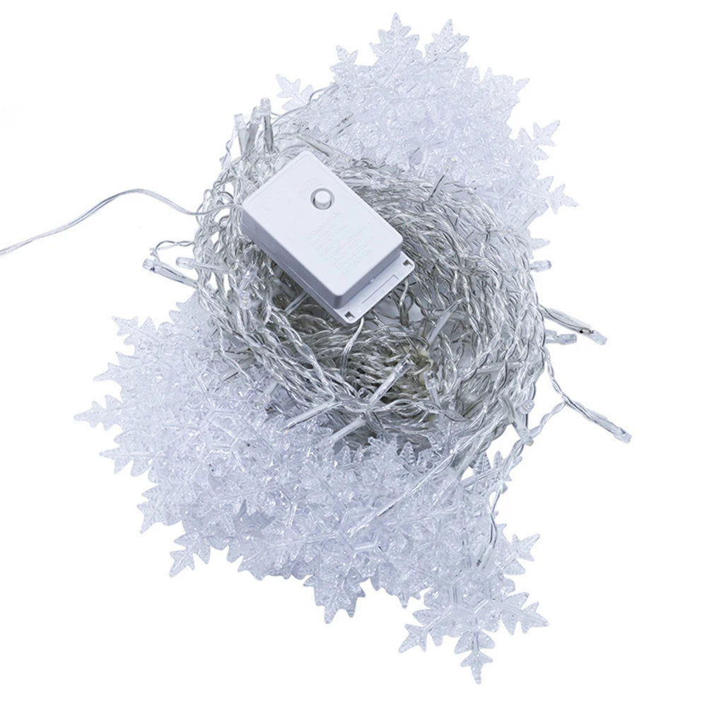 Christmas Decor Snowflake Window Curtain Garlands Led Icicle Fairy Lights  Outdoor Garland for Home Party Garden New Year Decor