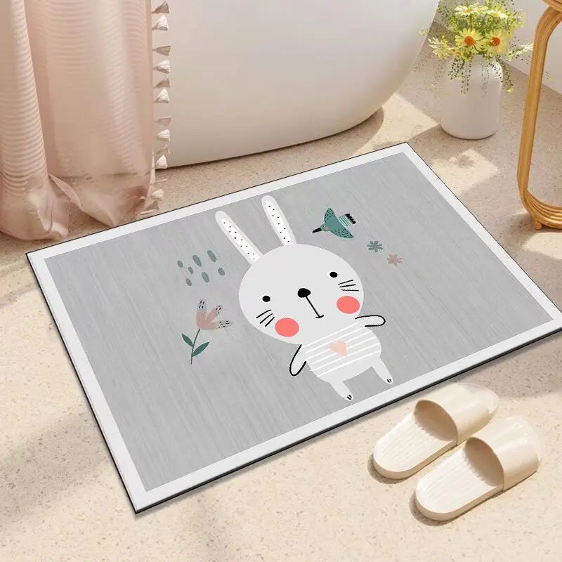 High Quality Anti-Mold Diatom Mud Rubber Bath Mat Custom Shape Water Absorbent Shower Rug for Bathroom