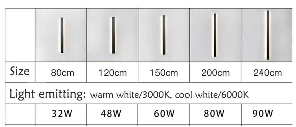 Modern Waterproof outdoor Long Strip LED wall lamp IP65  Wall Light Garden porch touch switch Light 110V 220V Sconce Luminaire