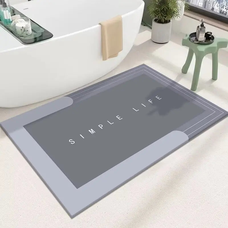 High Quality Anti-Mold Diatom Mud Rubber Bath Mat Custom Shape Water Absorbent Shower Rug for Bathroom