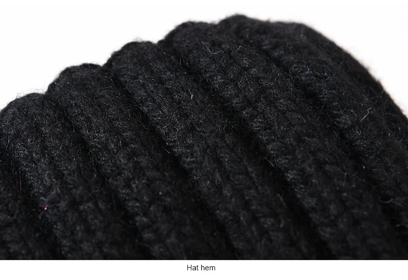 Winter Silk Satin Lined Beanie Hats Women Men Unisex Thick Chunky Cap Striped Warm Soft High Quality Cashmere Knitted Beanie Hat