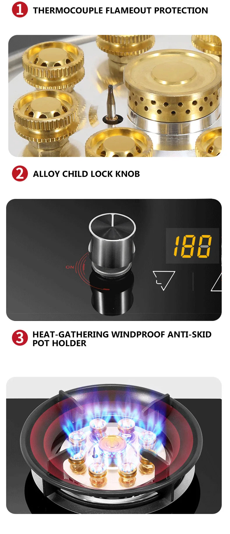 Household Gas Stove Hob Gas Burner Built-in Gas Cooker Desktop Gas Cooktop Timed Liquefied Gas Stove Cooktop estufa de gas