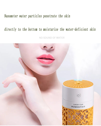 saengQ 250ml Air Humidifier with LED Night Lamp Mini Fan Aroma Essential Oil Diffuser USB Fogger Mist Maker for Home Office Car