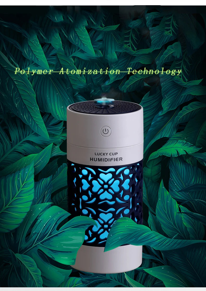 saengQ 250ml Air Humidifier with LED Night Lamp Mini Fan Aroma Essential Oil Diffuser USB Fogger Mist Maker for Home Office Car