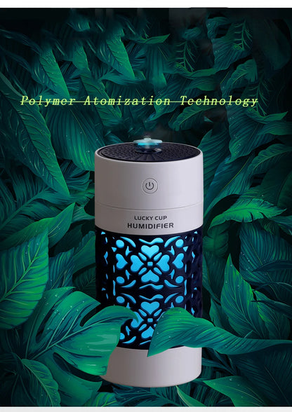 saengQ 250ml Air Humidifier with LED Night Lamp Mini Fan Aroma Essential Oil Diffuser USB Fogger Mist Maker for Home Office Car