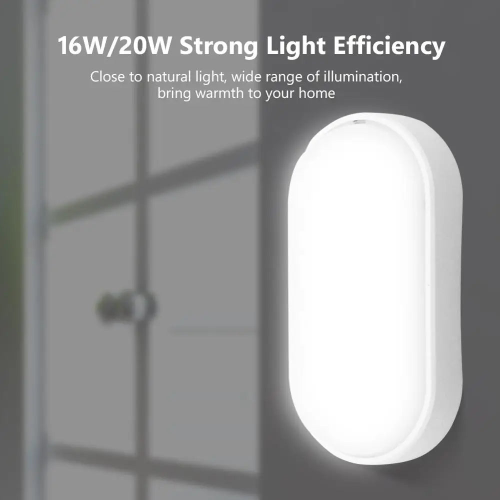Wall Lamp Moisture-Proof LED Bulkhead Lighting 85V-265V 16W 20W Waterproof Oval/Circular Shape Wall Light For Balcony Bathroom