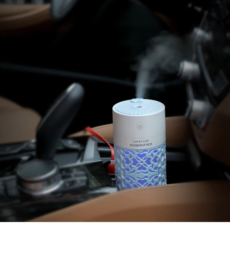 saengQ 250ml Air Humidifier with LED Night Lamp Mini Fan Aroma Essential Oil Diffuser USB Fogger Mist Maker for Home Office Car