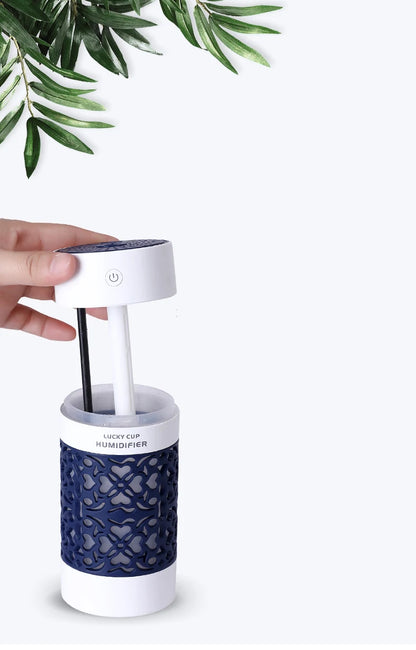 saengQ 250ml Air Humidifier with LED Night Lamp Mini Fan Aroma Essential Oil Diffuser USB Fogger Mist Maker for Home Office Car