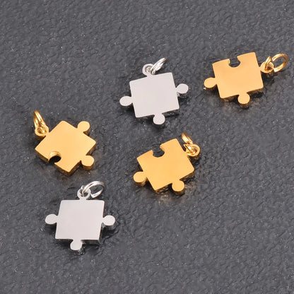 5Set(10pcs) Puzzle Stainless Steel Charm for Jewelry Making Wholesale charms pendant for necklaces bracelet DIY Jewelry Crafts