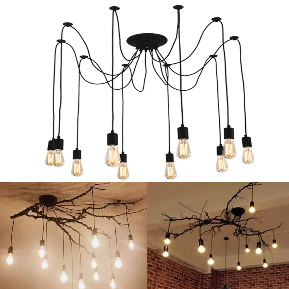 DIY Spider Chandelier Industrial Pendant Lights E27 Modern Ceiling Hanging Lamp Dinning Living Room Courtyard Lighting Fixture