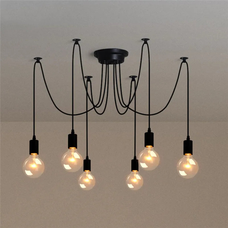 DIY Spider Chandelier Industrial Pendant Lights E27 Modern Ceiling Hanging Lamp Dinning Living Room Courtyard Lighting Fixture