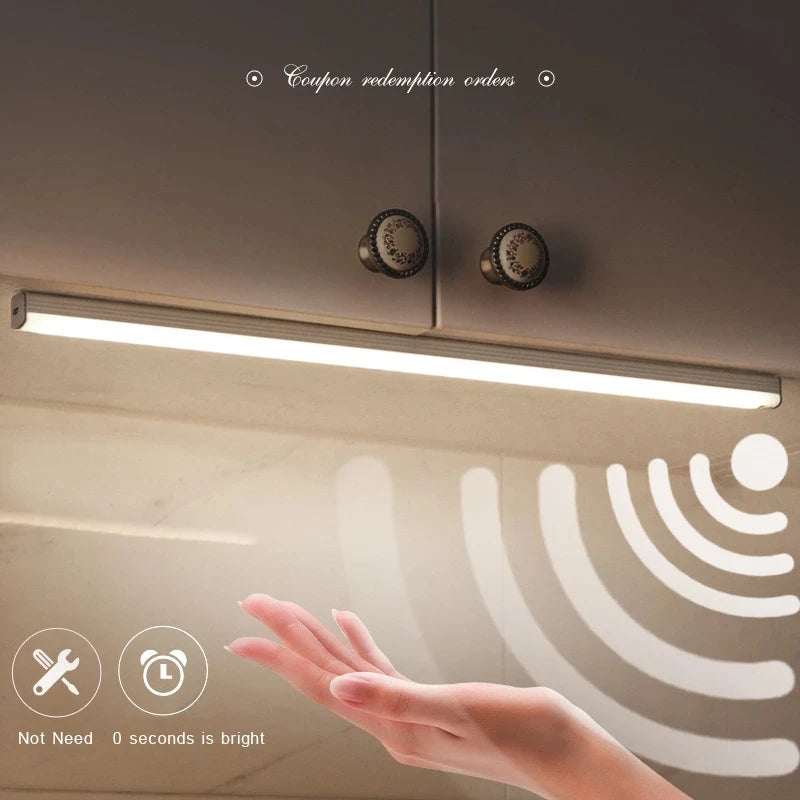 LED Cabinet Light 15/21/30CM Kitchen Wireless Dimming USB Rechargeable Motion/Hand-sweep Sensor Bedroom Wardrobe Night Lamp