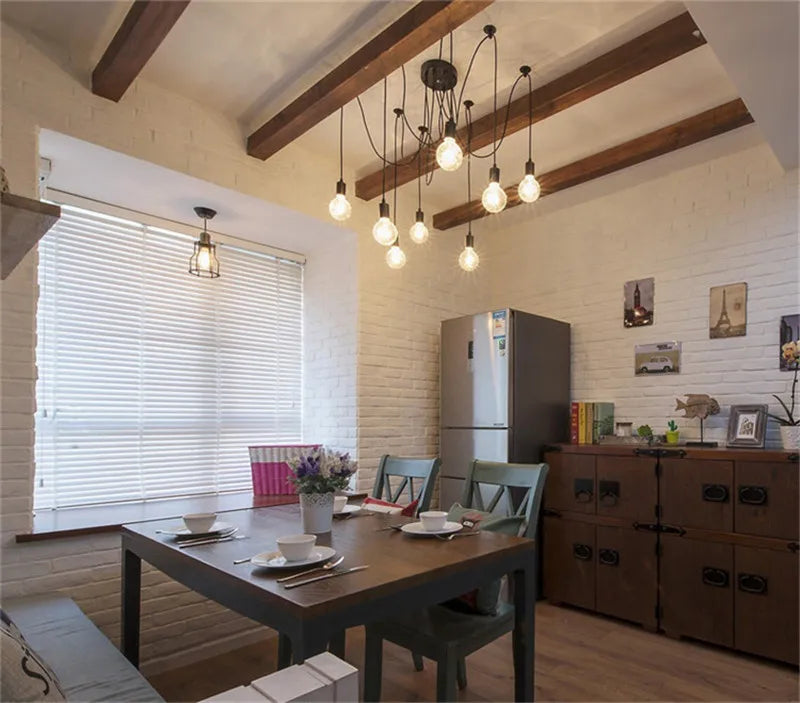 DIY Spider Chandelier Industrial Pendant Lights E27 Modern Ceiling Hanging Lamp Dinning Living Room Courtyard Lighting Fixture