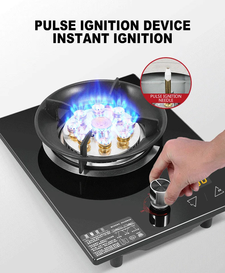 Household Gas Stove Hob Gas Burner Built-in Gas Cooker Desktop Gas Cooktop Timed Liquefied Gas Stove Cooktop estufa de gas