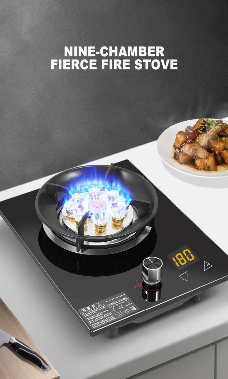 Household Gas Stove Hob Gas Burner Built-in Gas Cooker Desktop Gas Cooktop Timed Liquefied Gas Stove Cooktop estufa de gas