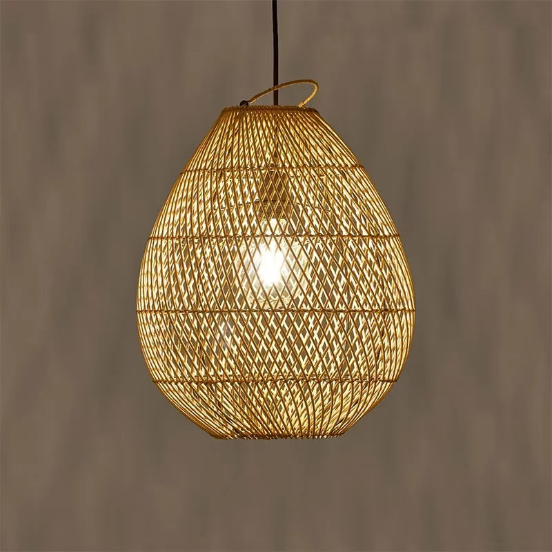 Rattan Pendant Lights Retro Hand-woven Hanging Basket chinese lantern for Dining Room Lights Bedroom Loft kitchen island lights