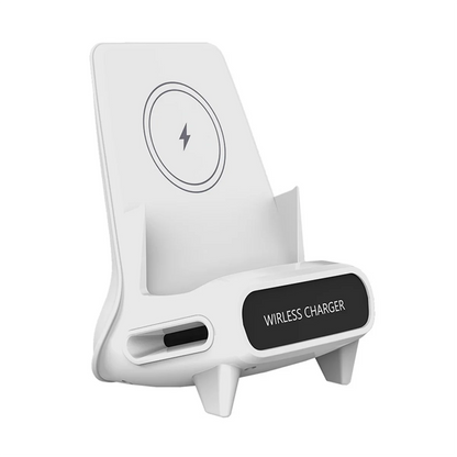 15W Fast Wireless Charger Stand Pad Desktop For PHONE Holder Bracket Charging Station Dock Mount For Mobile White-AB01