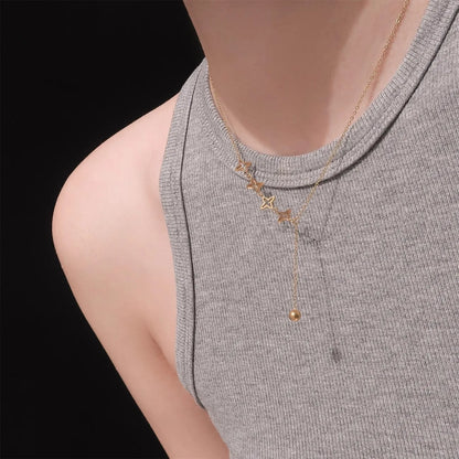 Minimalist Cute Tiny Heart Stars Stacked Choker Necklace Stainless Steel Gold Plated Chain Ladies Women Fashion Delicate Gift