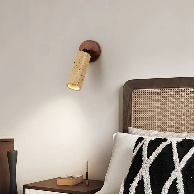 Wabi-sabi Wind LED with Spotlights Wall Lamp Retro Wall light for Bedroom Aisle Corridor Stairs Natural Stone Home Decoration